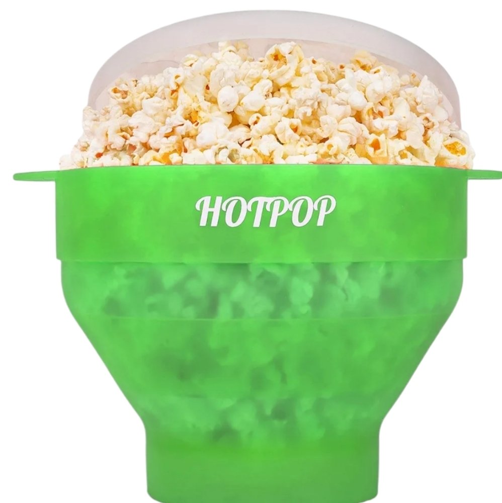 POPCORN POPPER New Microwave Silicone Collapsible Hotpot Maker Bowl Green